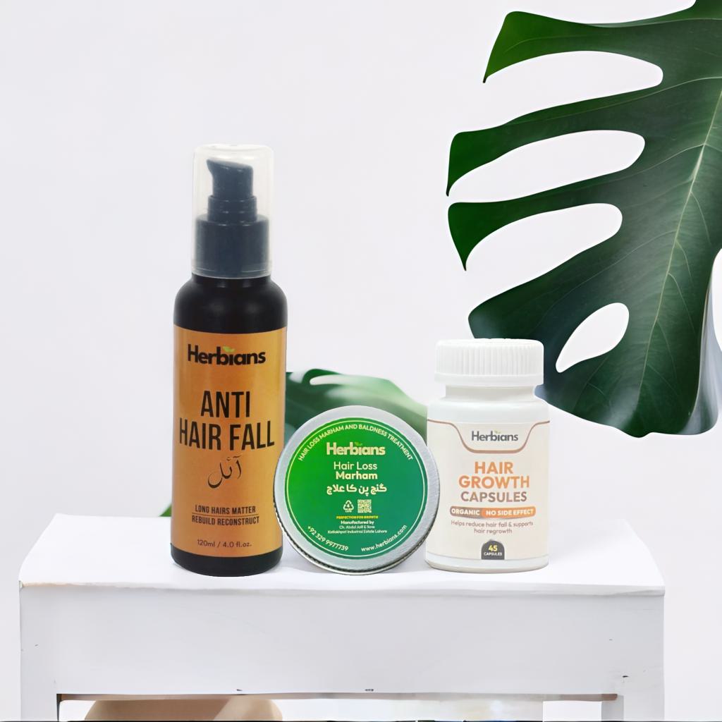 Anti Hair Fall Oil 120ml + 45 Capsule + Marham